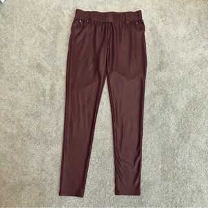 Seductions burgundy maroon high rise shiny leggings pants M